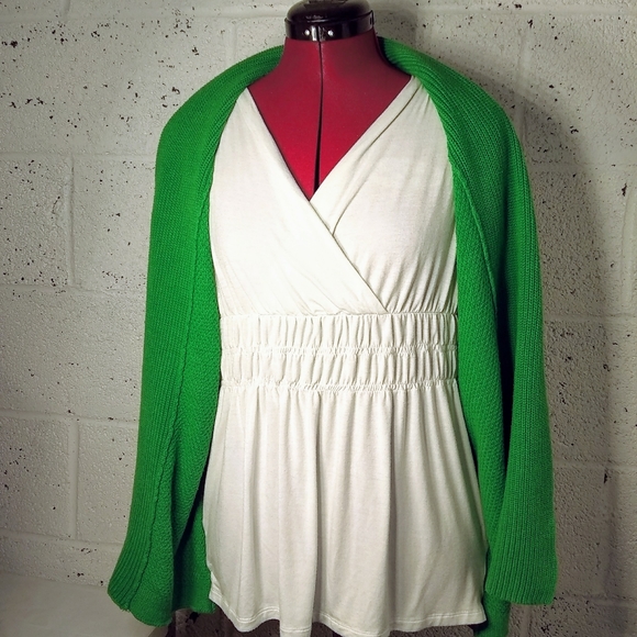 Apt. 9 Small Green Open Green Knit Cardigan W/ Top - Picture 3 of 11